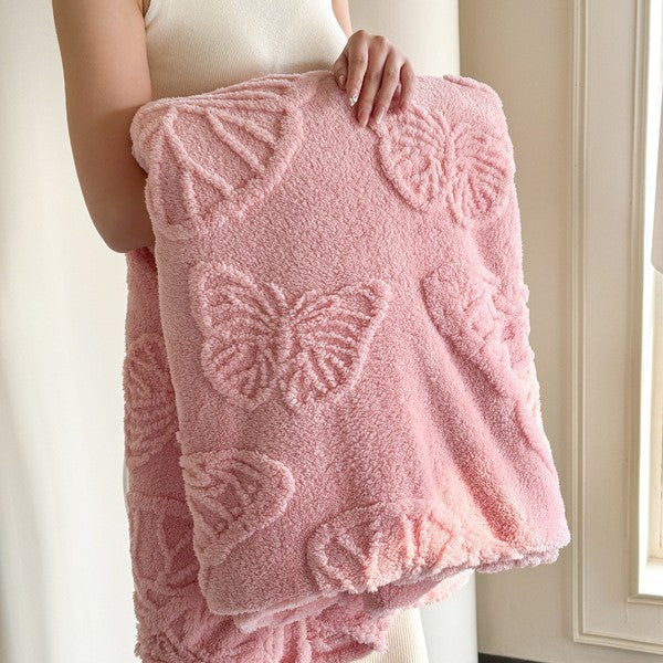 Elegante Flanell-Decke mit Schmetterlings-Jacquard