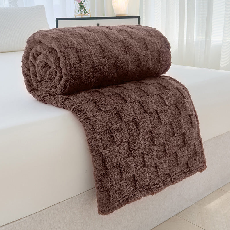 Jacquard-Korallenfleece-Decke mit Schachbrettmuster