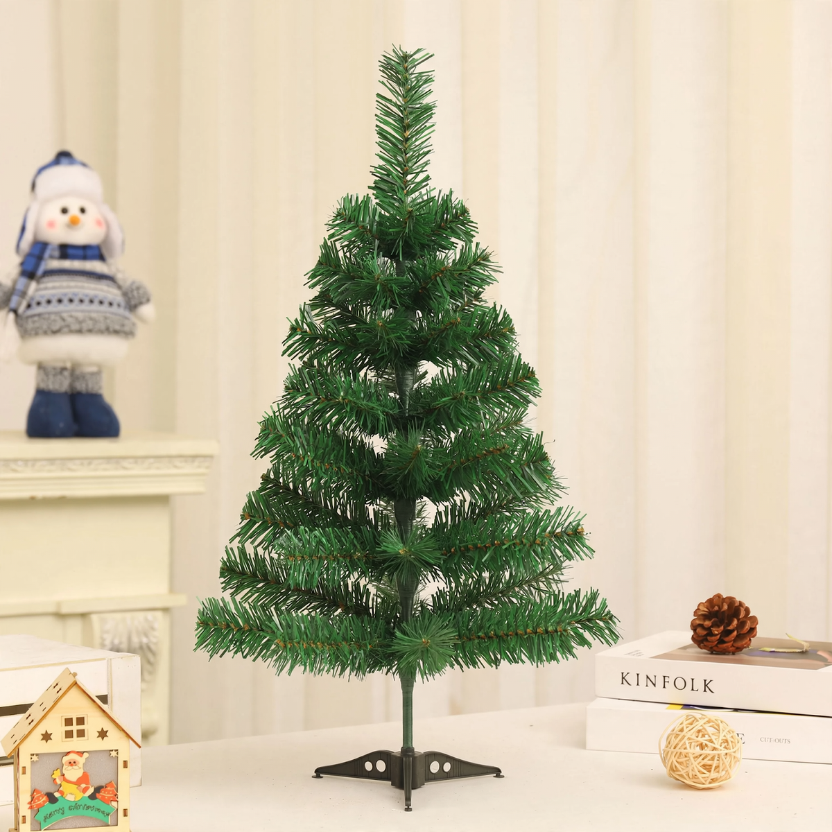 Mini-Weihnachtsbaum, PVC, 60 cm, mit Beleuchtung