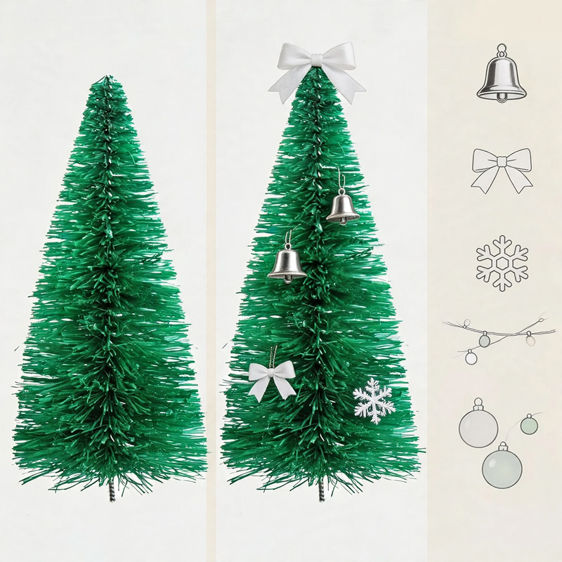 Mini-Weihnachtsbaum-Dekoration aus Sisal, beschneit
