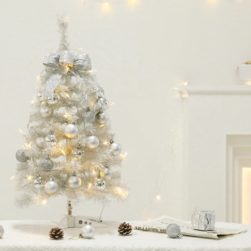 Mini-Weihnachtsbaum, weiß, 45/60 cm, mit Beleuchtung