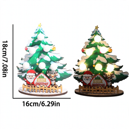 Dekorative Holz-Weihnachtsbaum-Tischleuchte mit LED