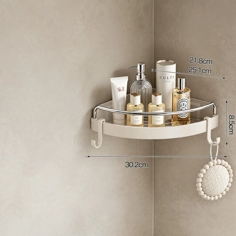 Dreieck-Eckregal für Badezimmer, Kunststoff und Aluminium