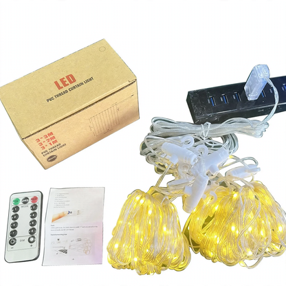 LED-Kupferdraht-Vorhang-Lichterkette mit Fernbedienung