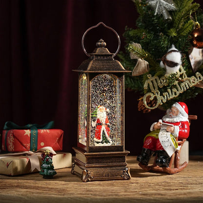 Dekorative Weihnachts-Laterne mit Schneeeffekt und Licht