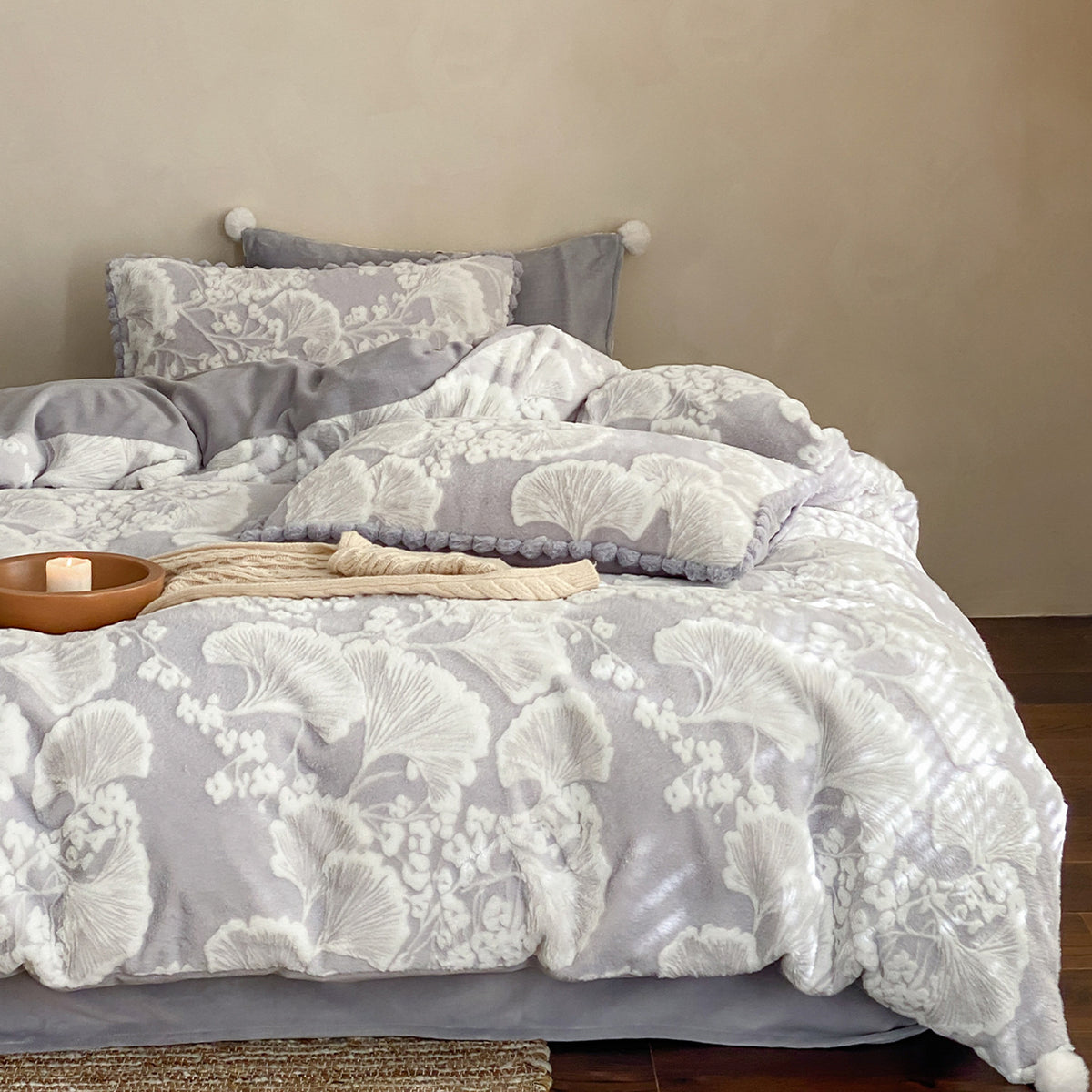 Milchfaser-Fleece Bettwäsche-Set, doppelseitig, winterwarm
