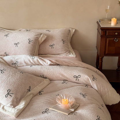 Milchfaser-Fleece Bettwäsche-Set, Blumenmuster, wärmend