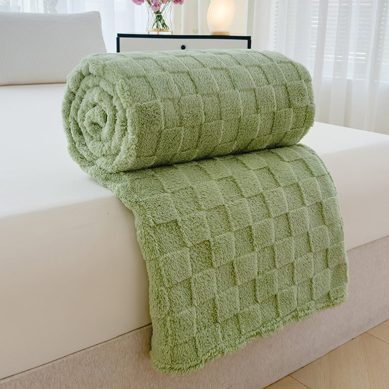 Jacquard-Korallenfleece-Decke mit Schachbrettmuster