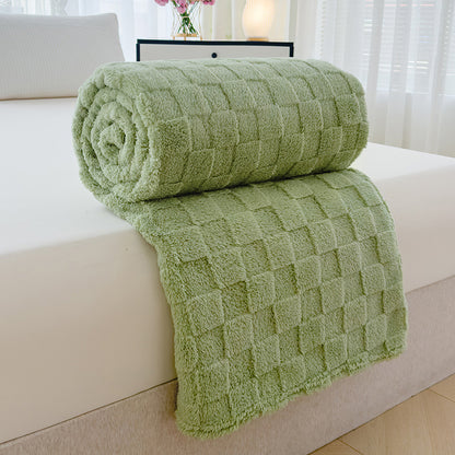 Jacquard-Korallenfleece-Decke mit Schachbrettmuster