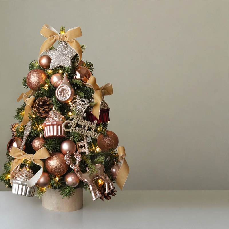 Mini-Weihnachtsbaum-Set mit Rentier-Dekor, 45/60 cm
