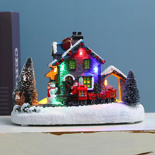 Beleuchtetes Weihnachts-Dorfhaus aus Kunstharz