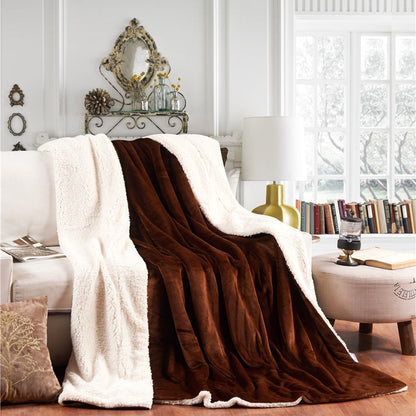 Doppellagige Lammfleece-Wohndecke, extra warm
