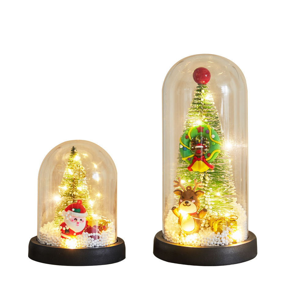 Mini-Weihnachtsbaum in Acryl-Glocke, beleuchtet, 13,5-21,5 cm