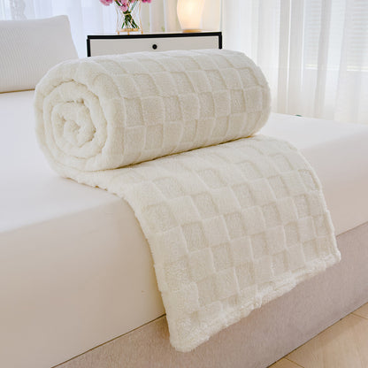 Jacquard-Korallenfleece-Decke mit Schachbrettmuster