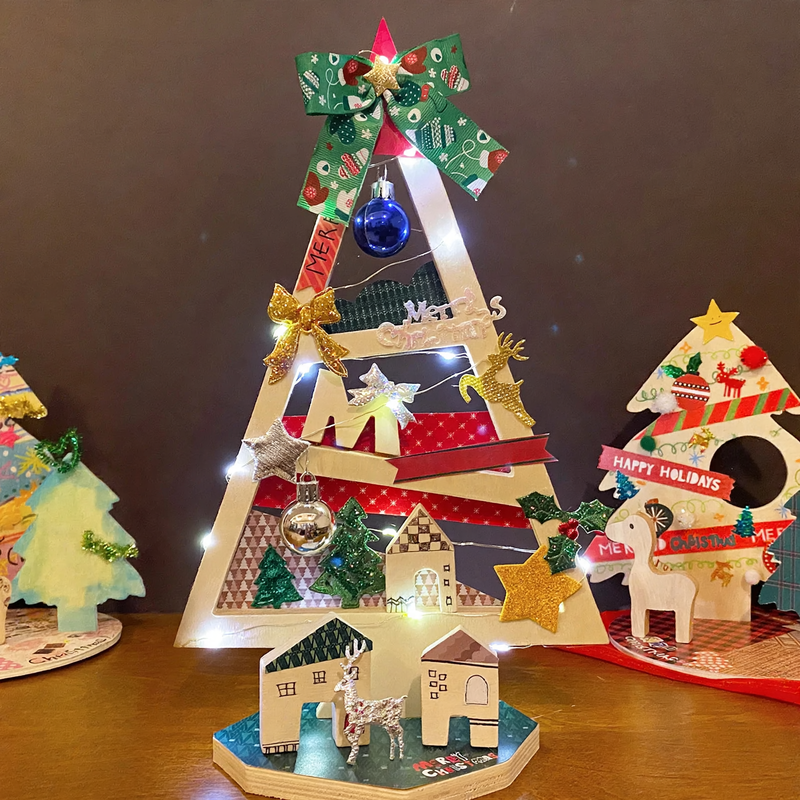 DIY-Holz-Weihnachtsbaum, Miniatur-Tischdekoration