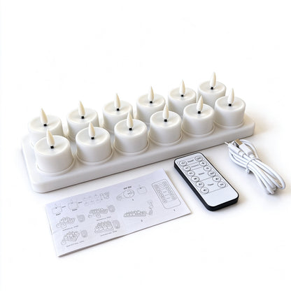 Wiederaufladbares LED-Teelicht-Set mit Ladestation