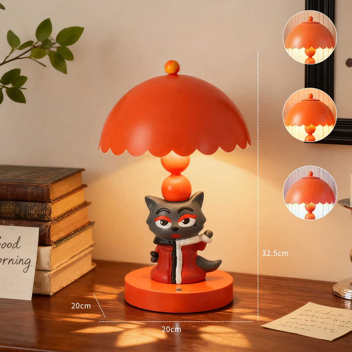 Cartoon-Tischlampe, Rot, Emaillefinish