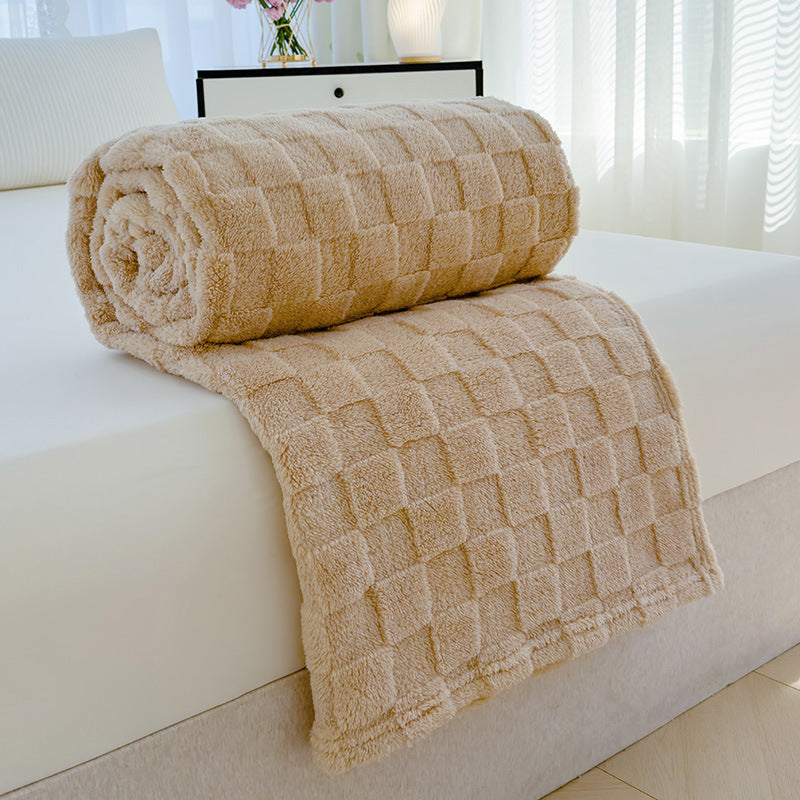 Jacquard-Korallenfleece-Decke mit Schachbrettmuster