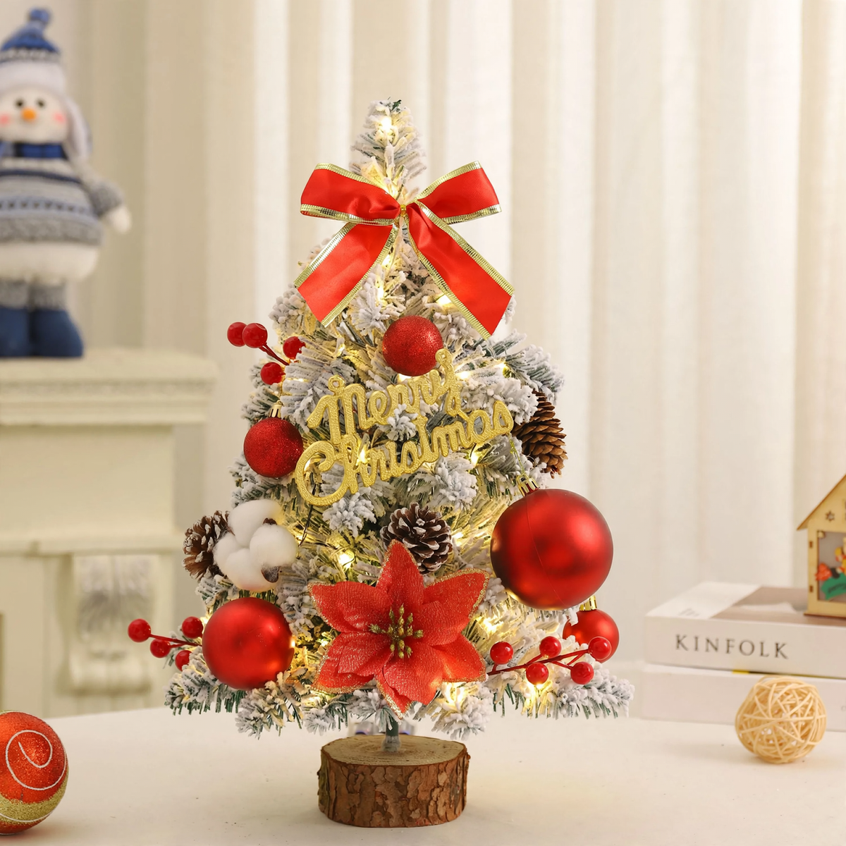 Mini-Weihnachtsbaum mit beflockten Zweigen, 45-75 cm