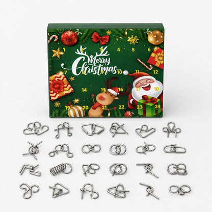 Adventskalender mit 24 Metall-Geduldsspielen