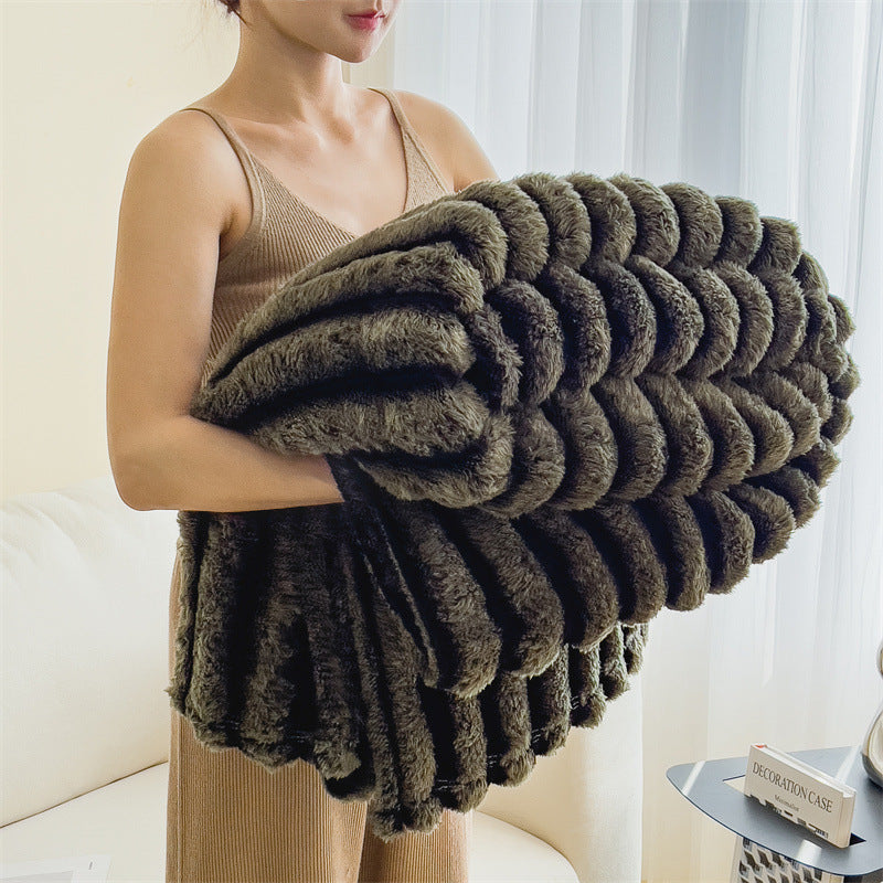 Flauschige Kaninchenfell-Imitat Decke, warm und weich
