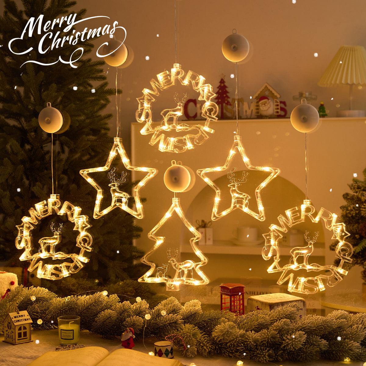 LED-Weihnachts-Sauglicht für Fenster und Glas