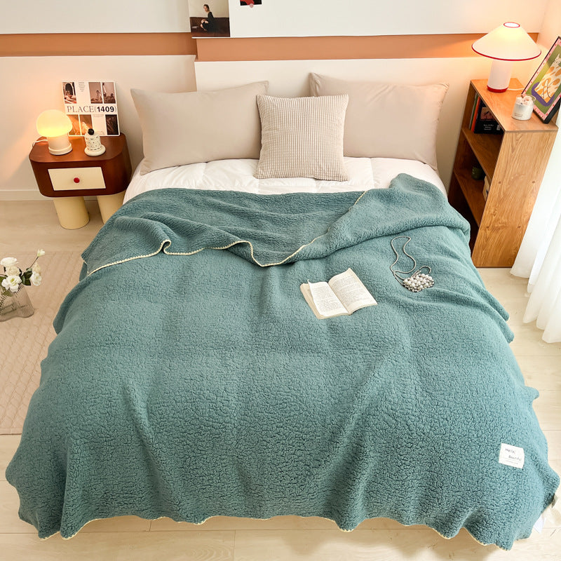 Doppelseitige Lammfleece-Decke mit Bubble-Struktur