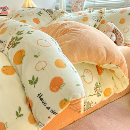 Gefüttertes Milchfaser-Fleece Bettwäsche-Set, beidseitig, diverse Motive