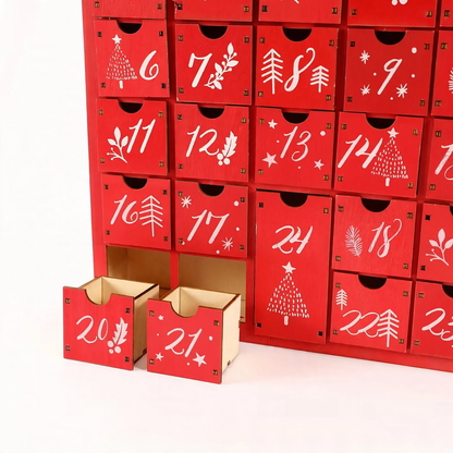 Weihnachts-Adventskalender aus Holz, 24 Fächer