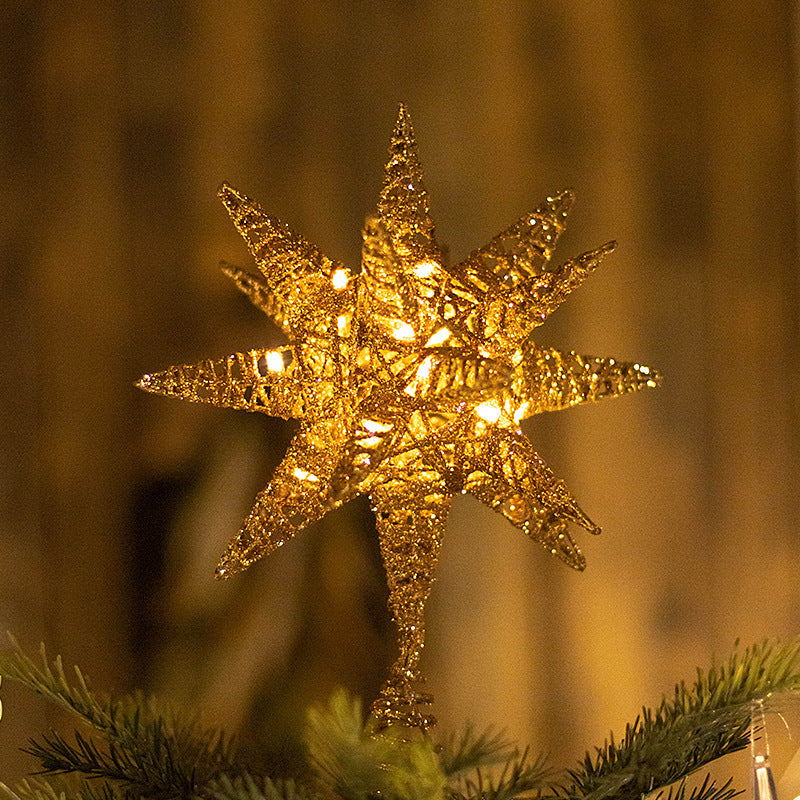 Beleuchteter Weihnachtsbaum-Spitzenstern aus Eisen
