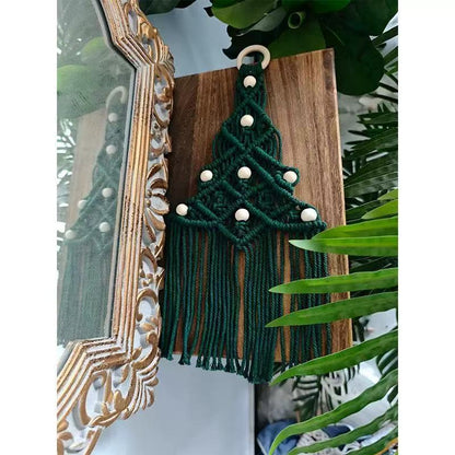 Handgefertir Weihnachtsbaum-Wandbehang aus Baumwollseil