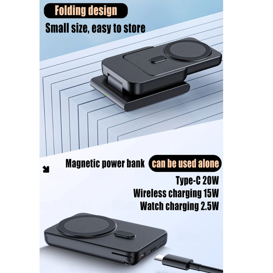 VIvolux | 3in1 Magnetisches Schnelllade Magsafe Powerbank Station