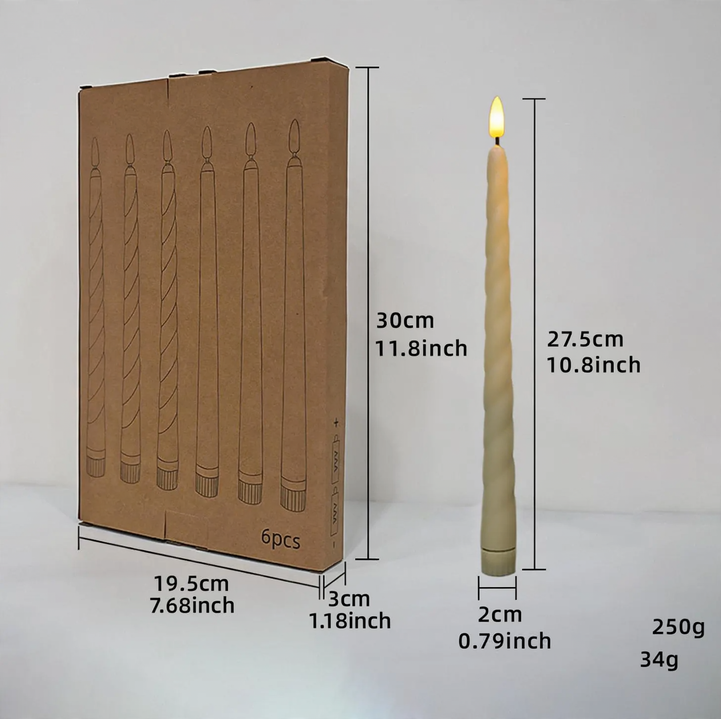 LED-Stabkerzen-Set mit Fernbedienung, Kunststoff