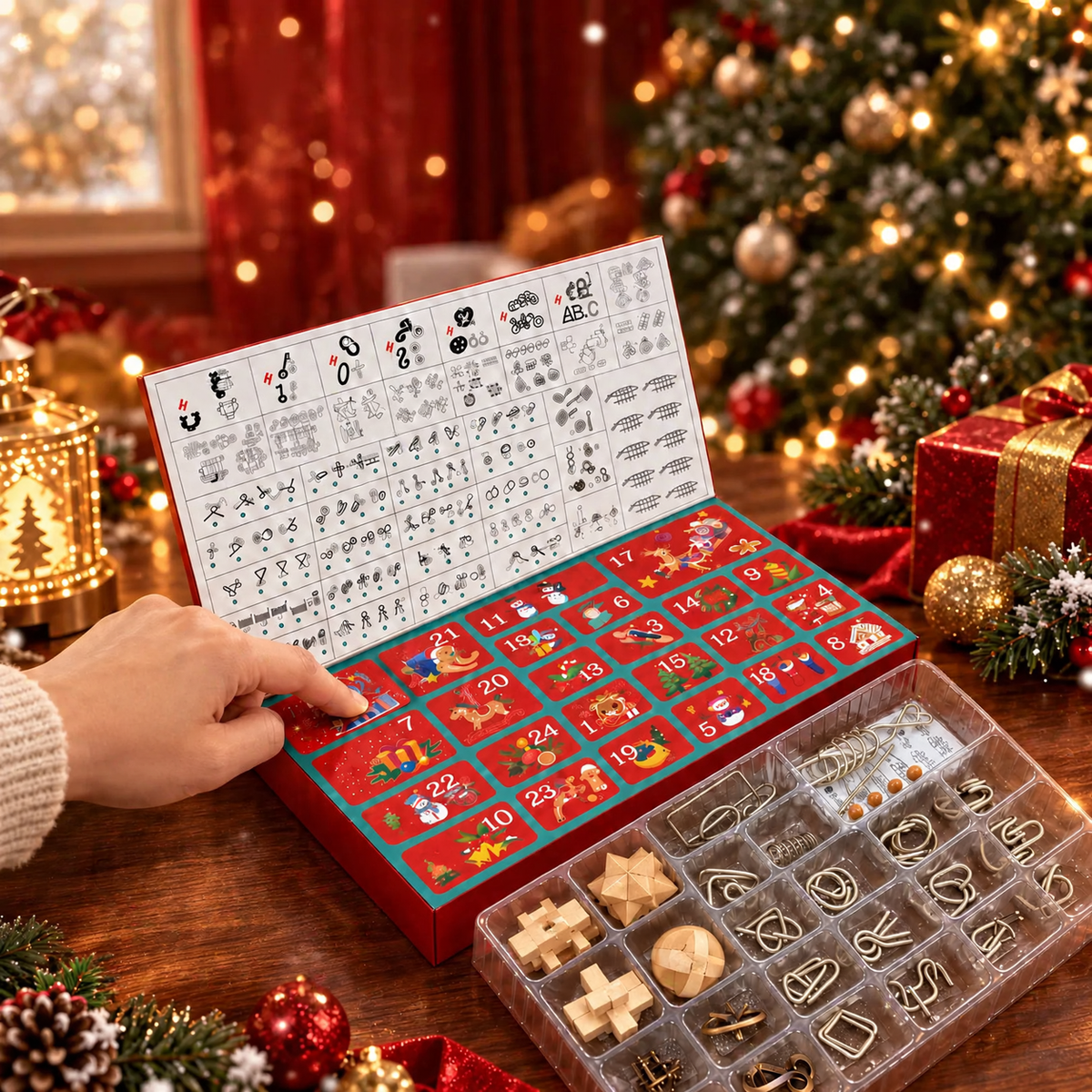 24-teiliges Adventskalender-Set mit Geduldsspielen