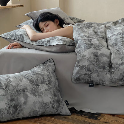 Baumwoll-Bettwäsche-Set, 4-teilig, mit Jacquard-Webung