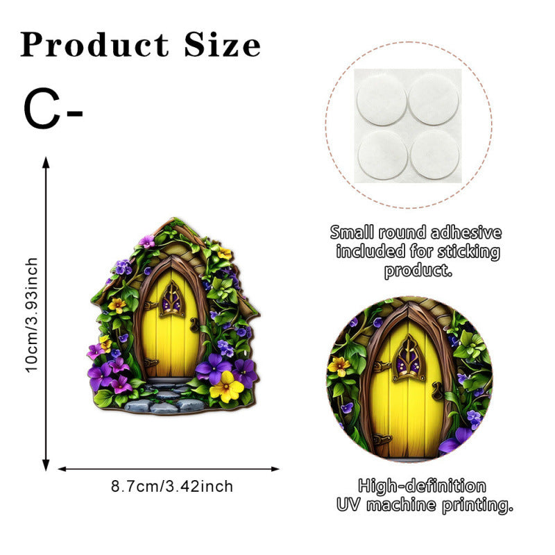 Dekorative 2D-Elfen-Tür aus Kiefernholz für Garten und Haus