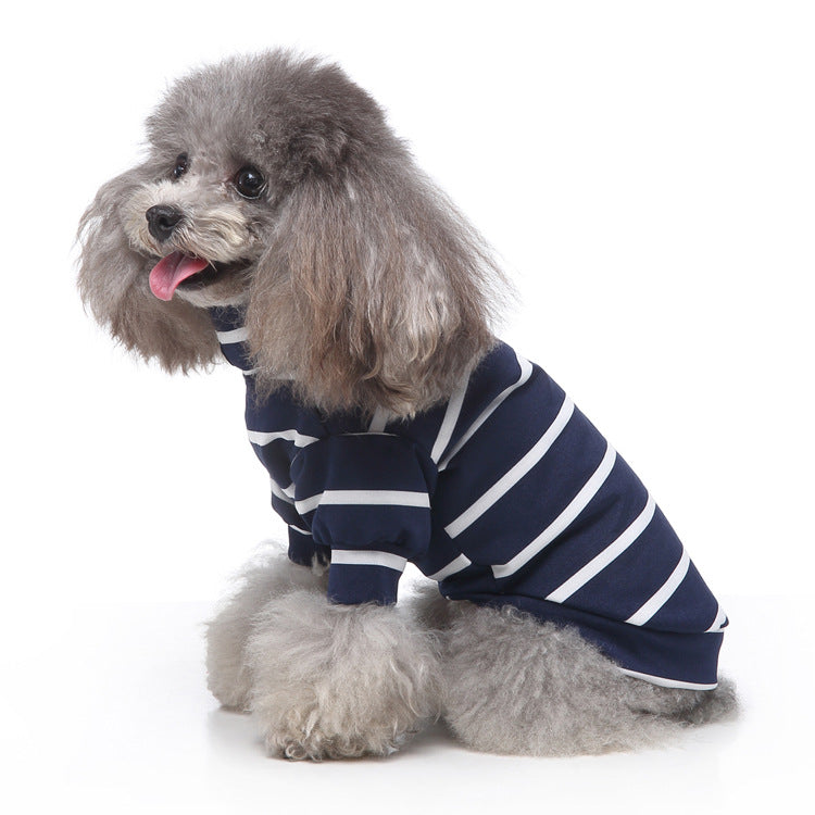 Hochkragen-Sweatshirt für Hunde, Streifen, Polyester-Baumwolle