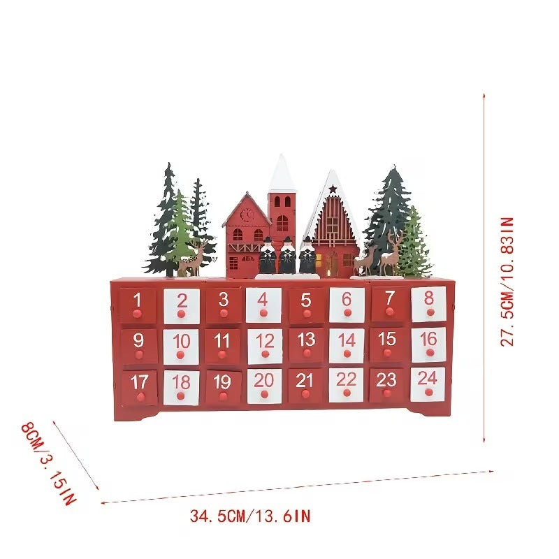 Weihnachts-Adventskalender aus Holz, 24 Fächer