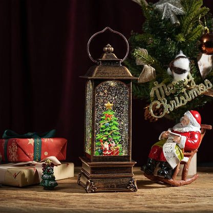 Dekorative Weihnachts-Laterne mit Schneeeffekt und Licht