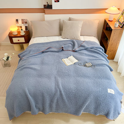 Doppelseitige Lammfleece-Decke mit Bubble-Struktur