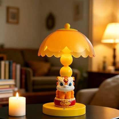 Chinesische Löwentanz-Pilz-Tischlampe