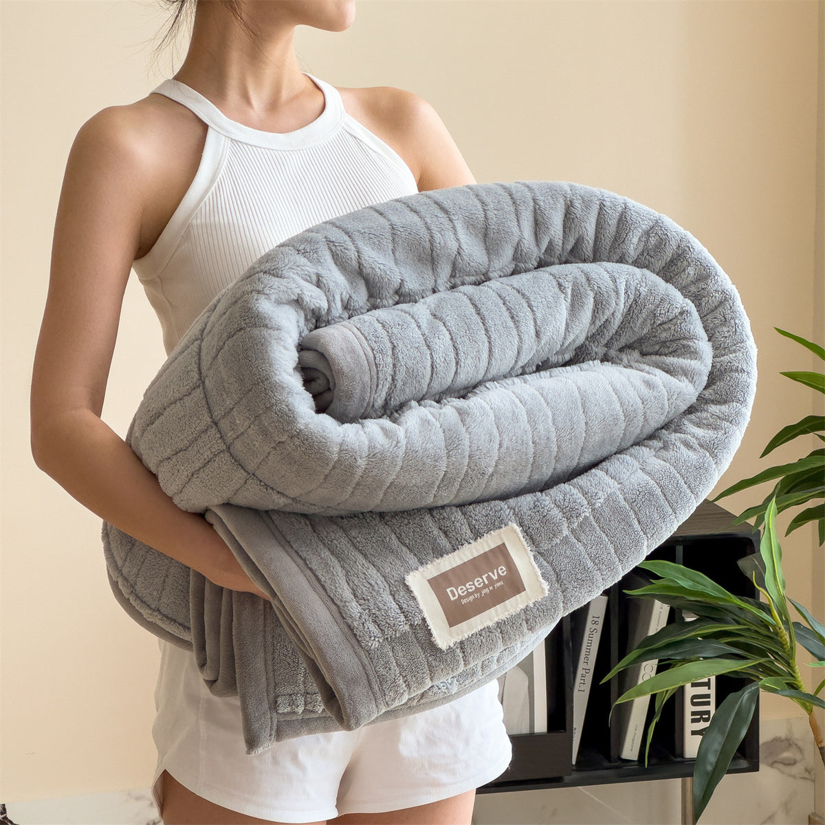 Korallenfleece-Decke, einfarbig, vielseitig
