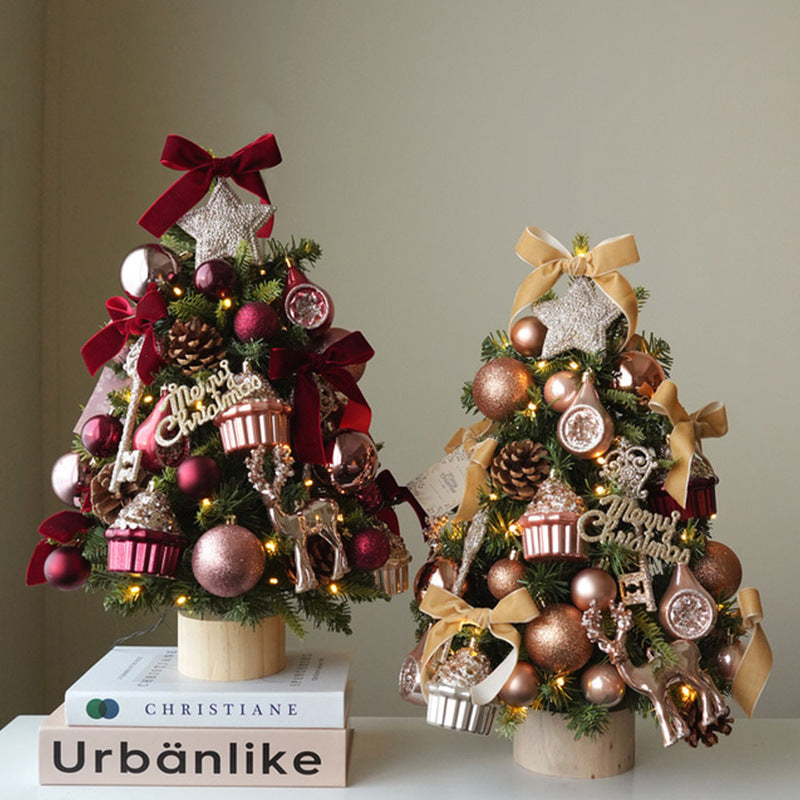 Mini-Weihnachtsbaum-Set mit Rentier-Dekor, 45/60 cm