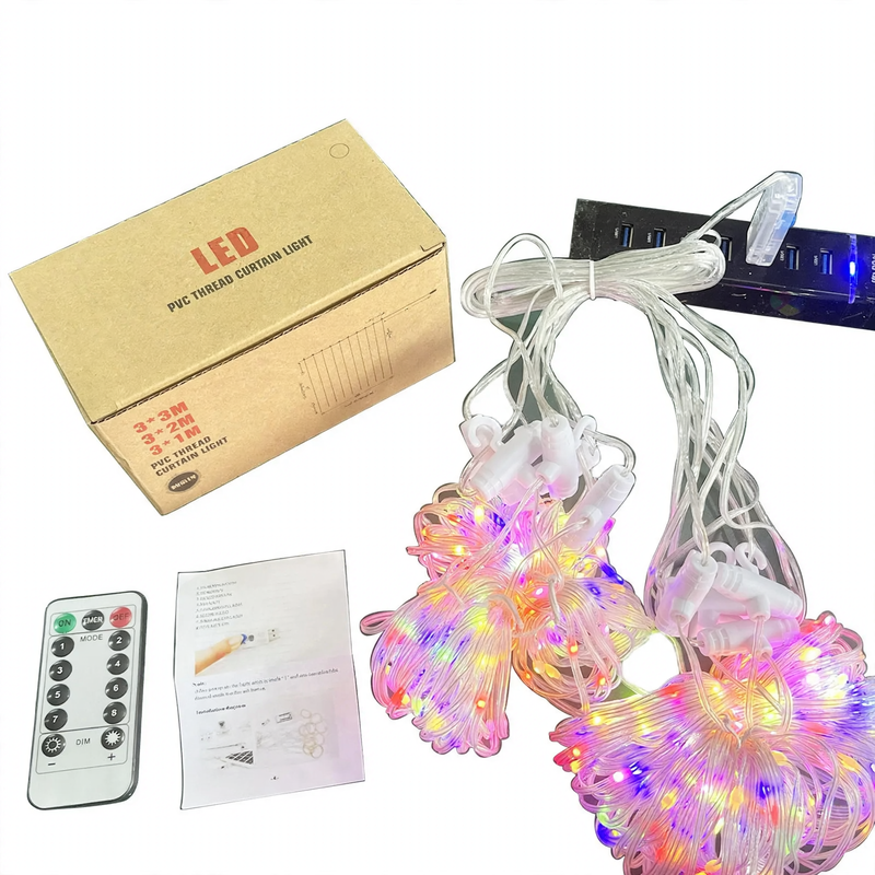 LED-Kupferdraht-Vorhang-Lichterkette mit Fernbedienung
