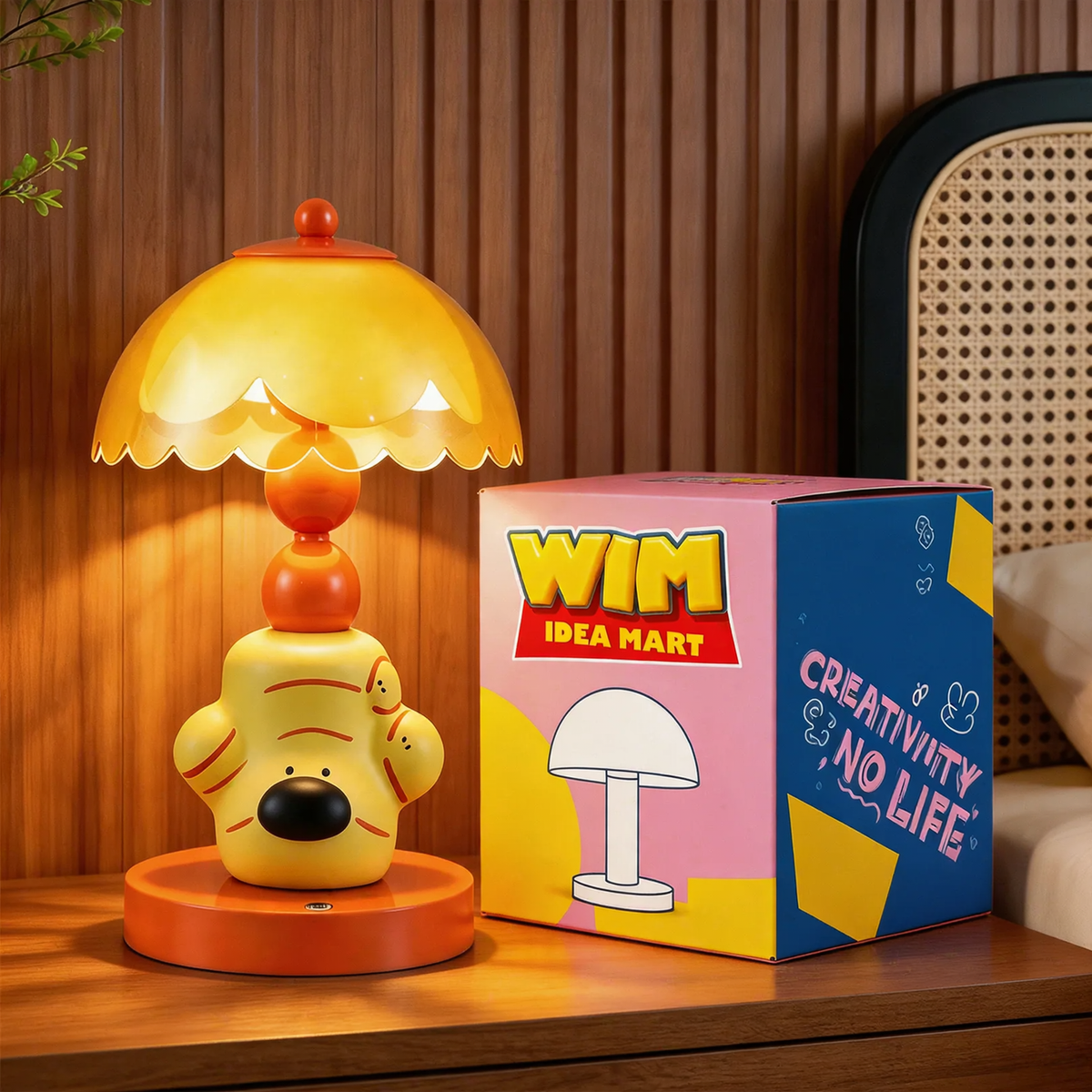 Ingwer-Hund Tischlampe, ABS, gelb, Farbwechsel