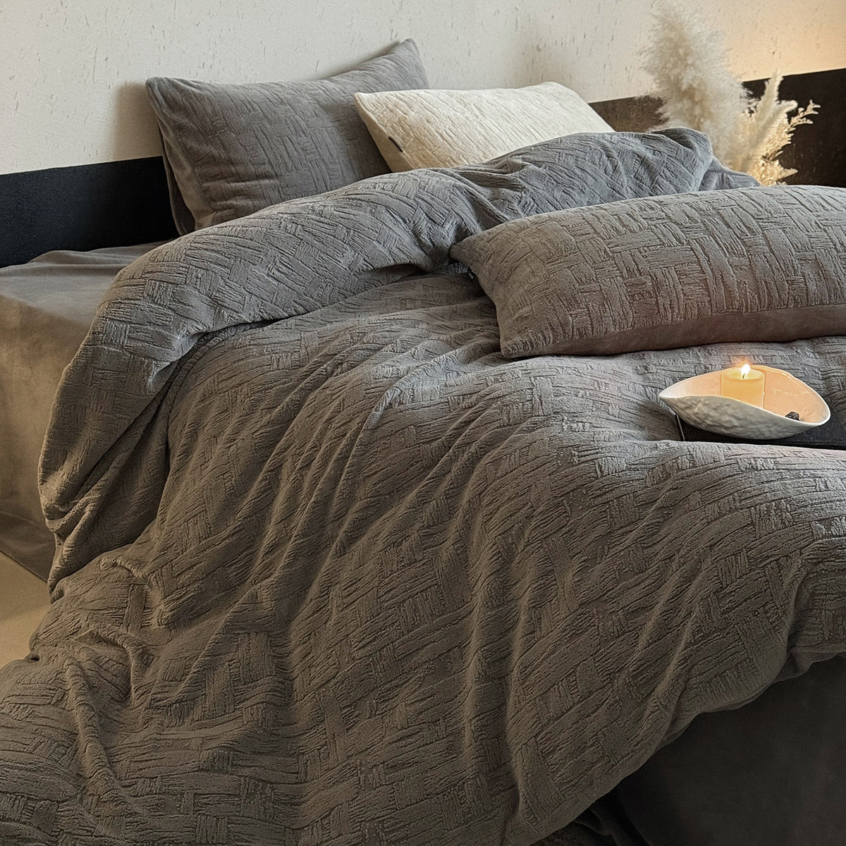 Flauschiges Milchfaser-Fleece Bettwäsche-Set, 4-teilig