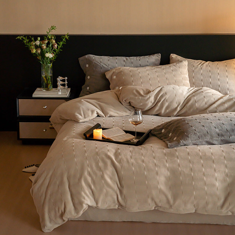 Milchfaser-Fleece Bettwäsche-Set, doppelseitig