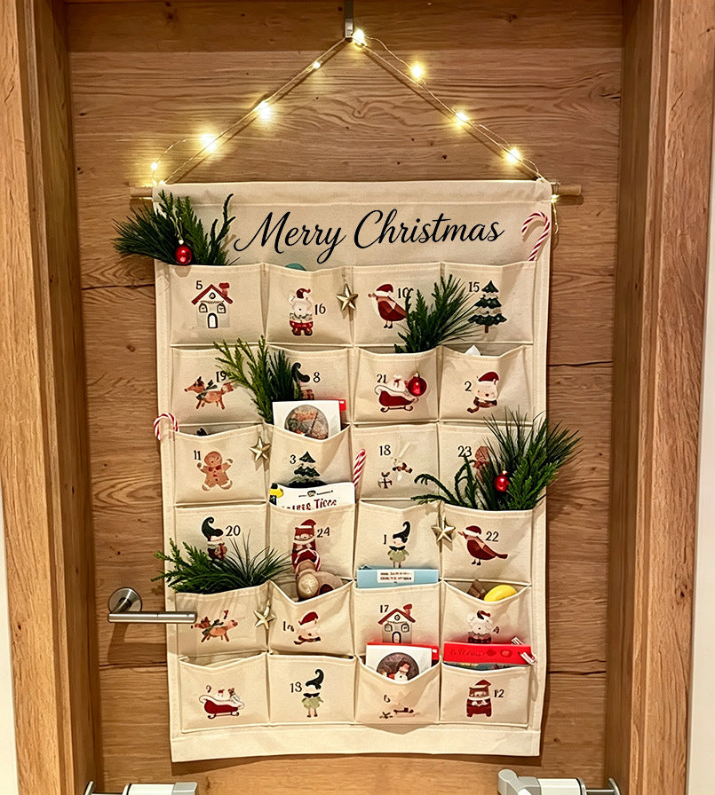 Weihnachts-Adventskalender aus Stoff zum Aufhängen