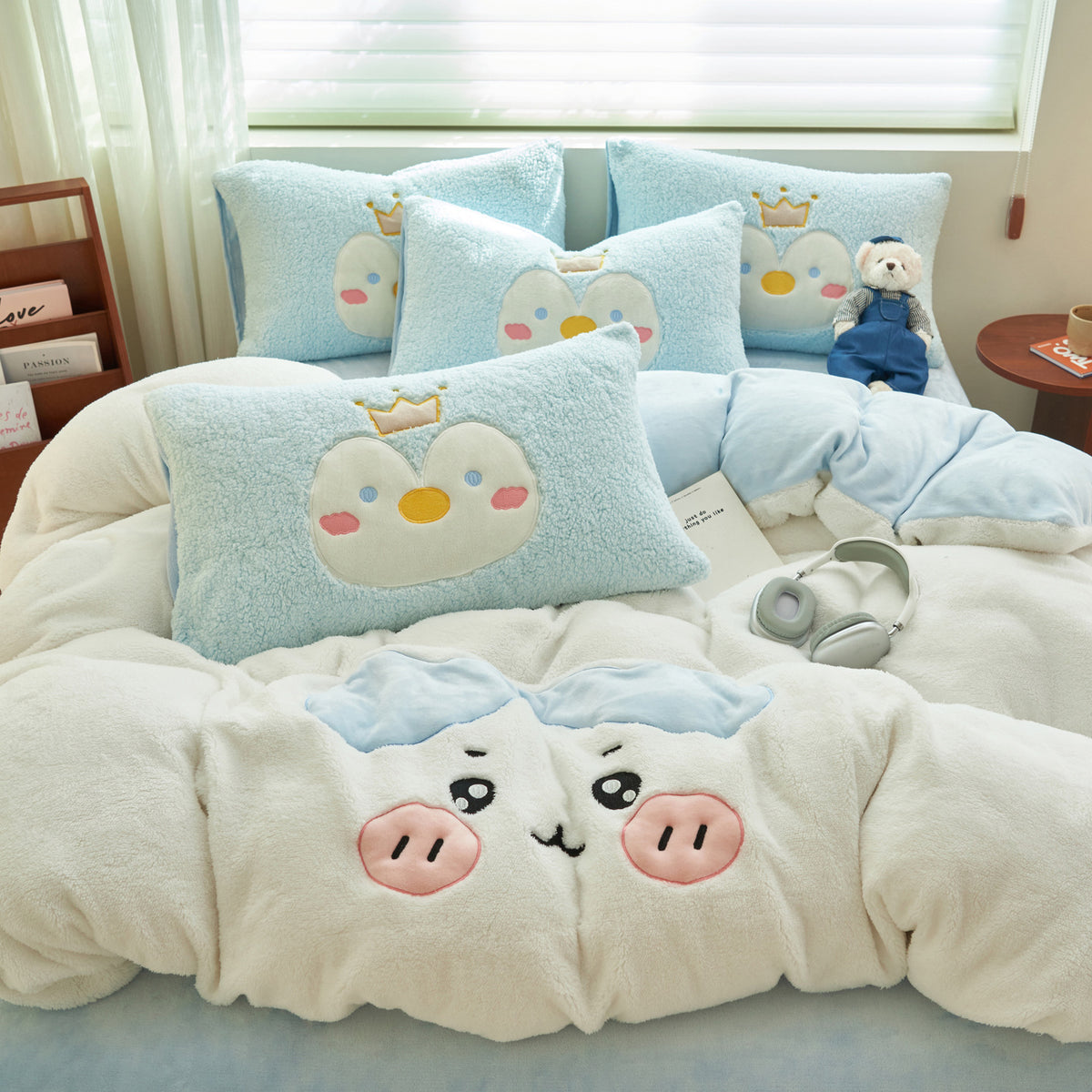Flauschiges Milchfaser-Fleece-Bettwäsche-Set, verspielt