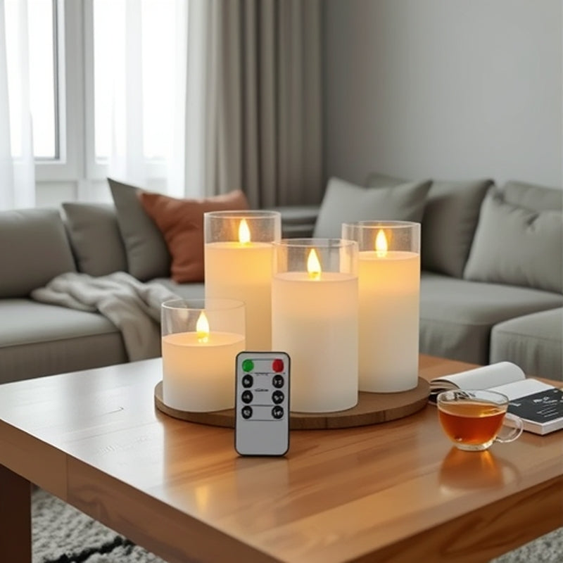 LED-Glas-Kerze mit Gold-Finish